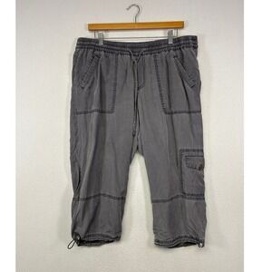 Gorpcore Lane Bryant Women 14/16 Gray Lyocell Utility Cargo Capri Crop Pants